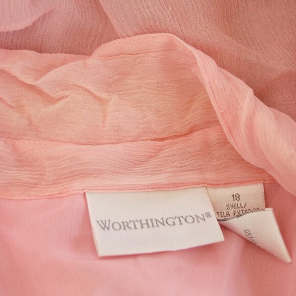 Y2K Crepe Blouse (L) silk pink vintage large business casual office coquette - Picture 8 of 8